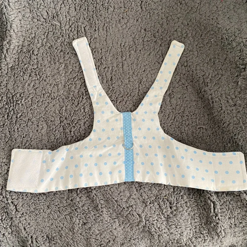 NEW- SMALL DOG HARNESS BABY BLUE REVERSIBLE - HANDMADE